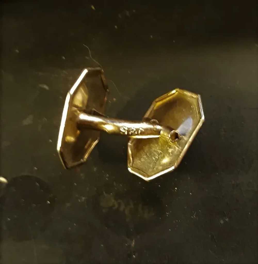 Men's S&C Art Deco 10K Gold, Diamond Cufflinks - image 2