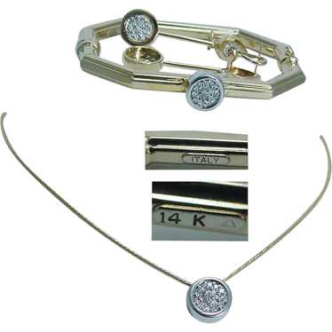 Made in Italy 14K Yellow Gold Diamond Bracelet Ea… - image 1