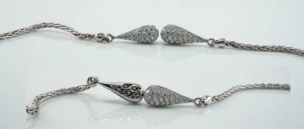 Natural Diamond Long Earrings Dangle Drop 14K Whi… - image 7