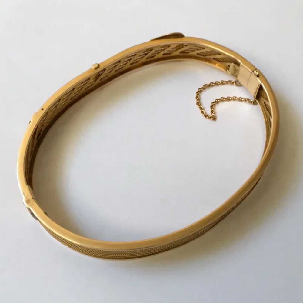 Antique Victorian 14K Gold Belt Buckle Love Bangl… - image 5