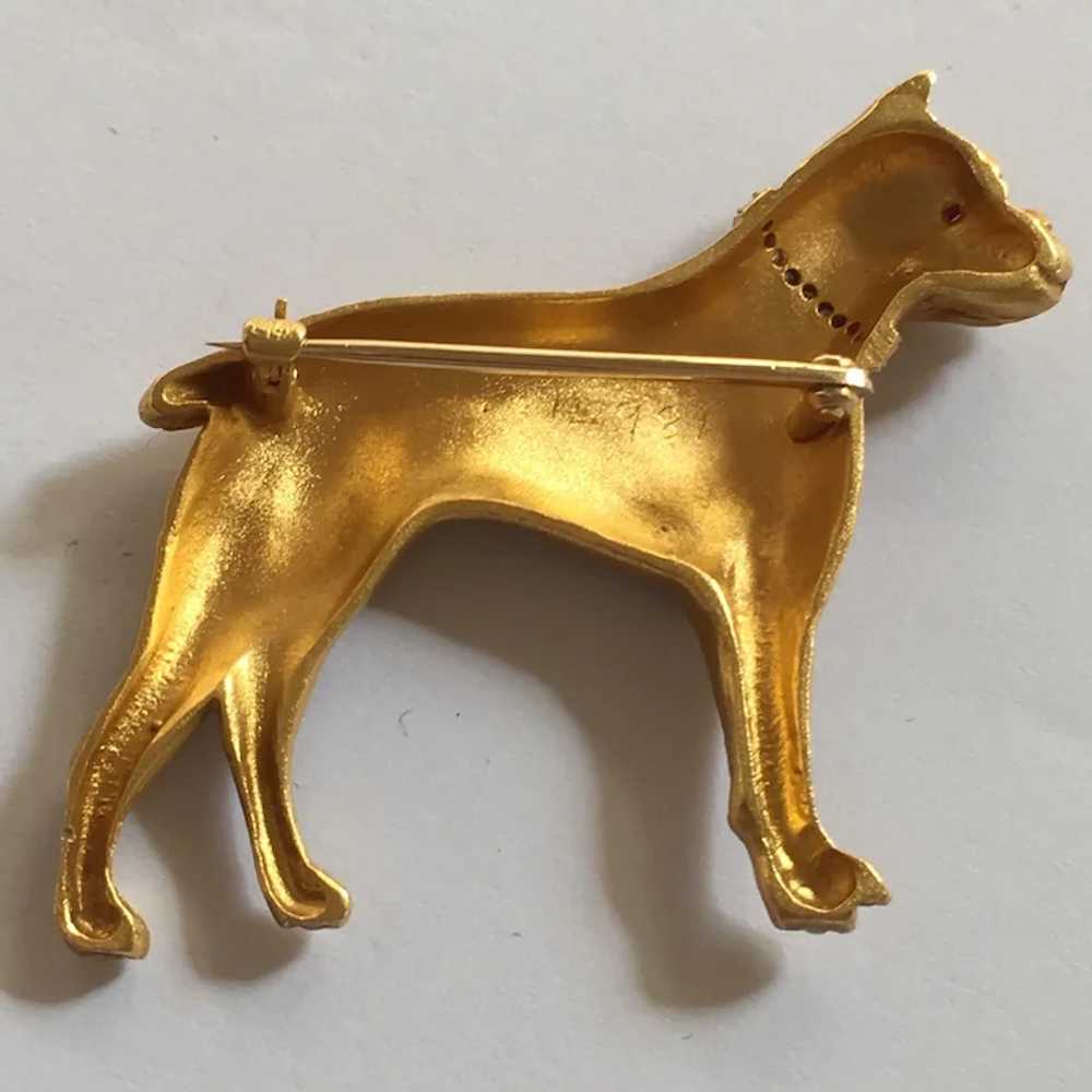 Antique Edwardian 14K Gold Ruby Diamond Boxer Dog… - image 2