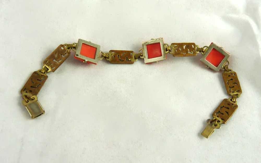 Vintage Faux Coral Enamel Bracelet - image 3