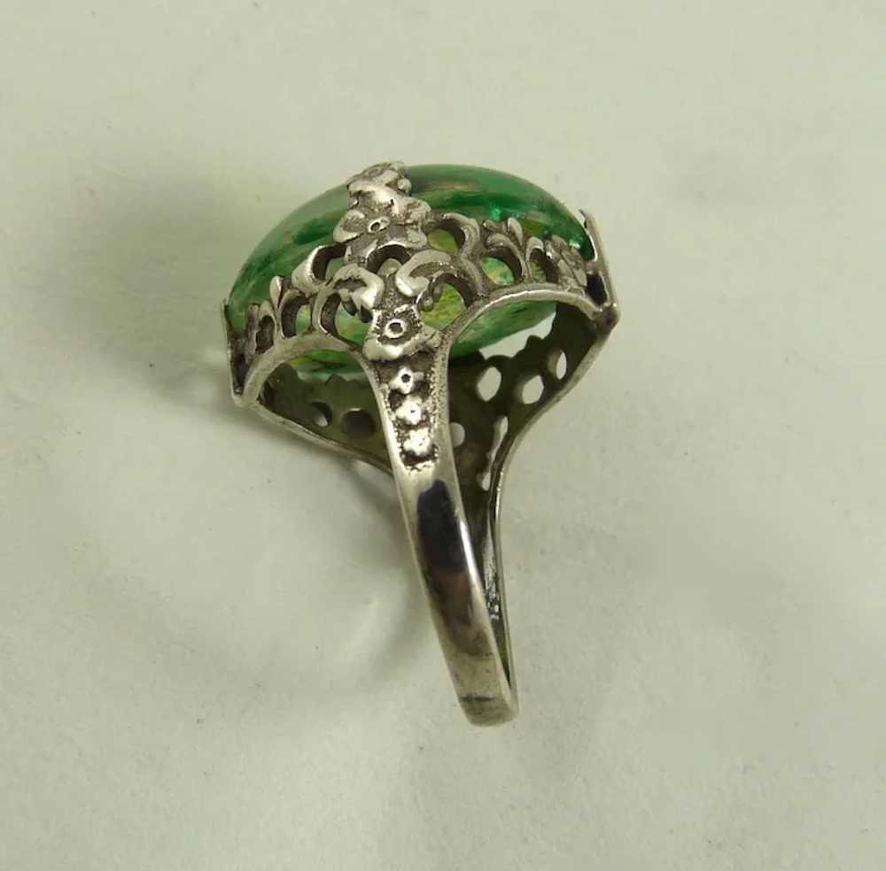 Antique Art Nouveau Ring Sterling Silver Czech Gl… - image 2