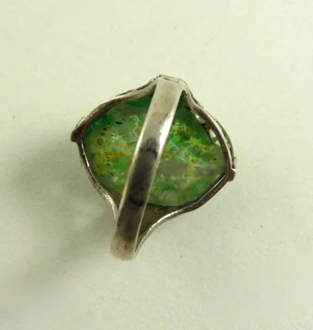 Antique Art Nouveau Ring Sterling Silver Czech Gl… - image 3