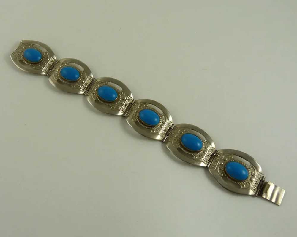 Vintage Taxco Bracelet Faux Turquoise - image 2