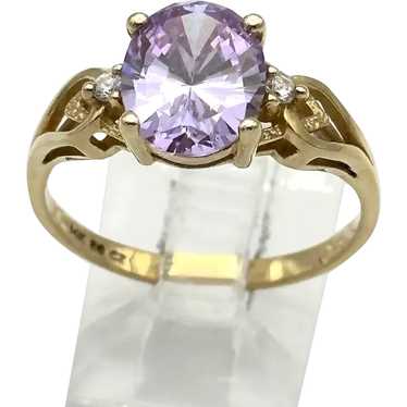 Ladies Vintage 14kt amethyst and diamond ring. - image 1