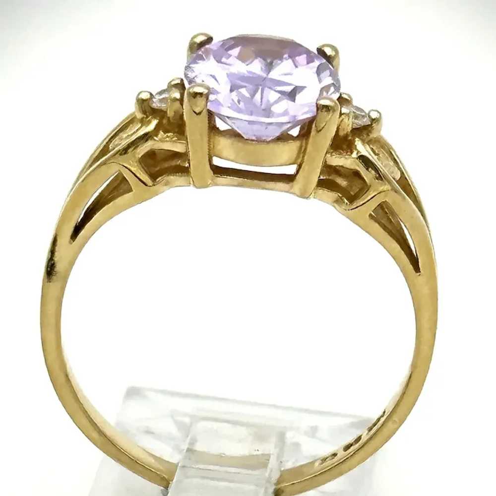 Ladies Vintage 14kt amethyst and diamond ring. - image 4