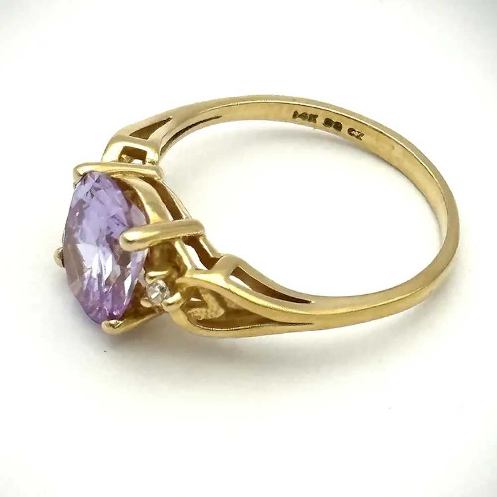 Ladies Vintage 14kt amethyst and diamond ring. - image 5