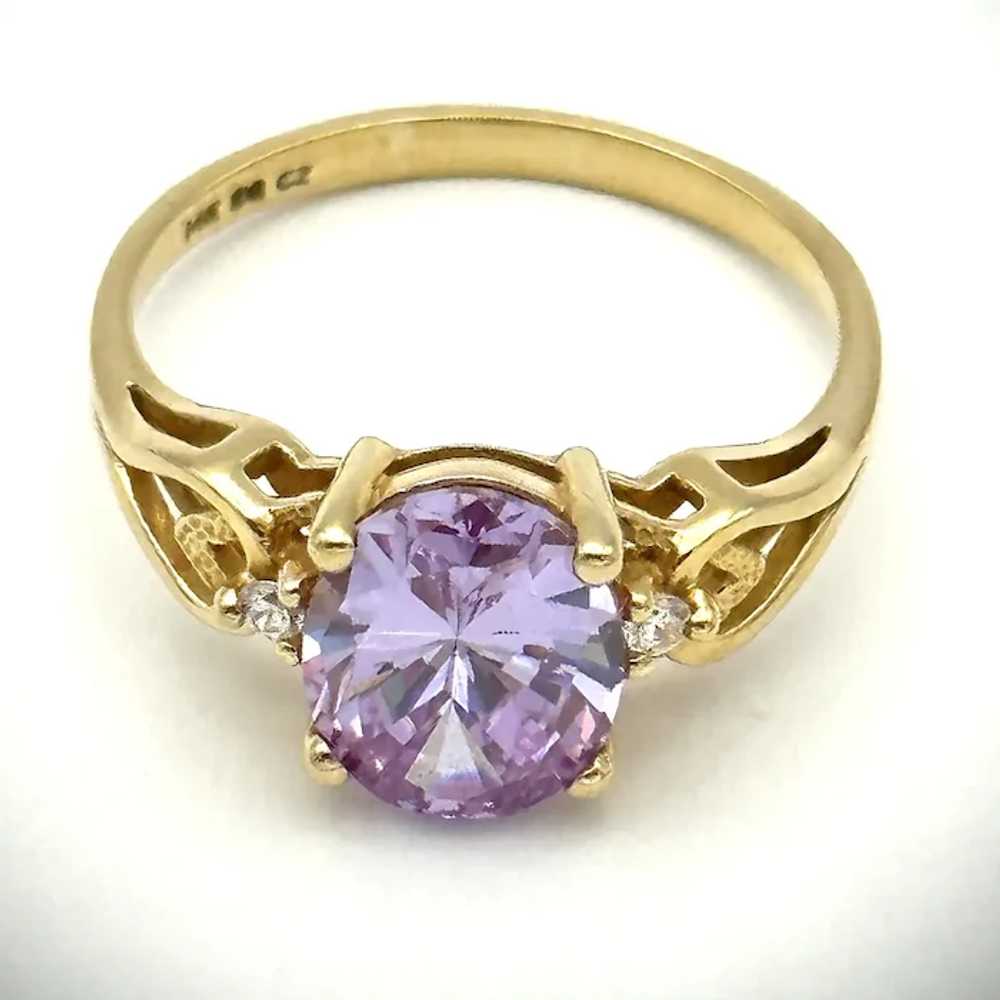 Ladies Vintage 14kt amethyst and diamond ring. - image 6