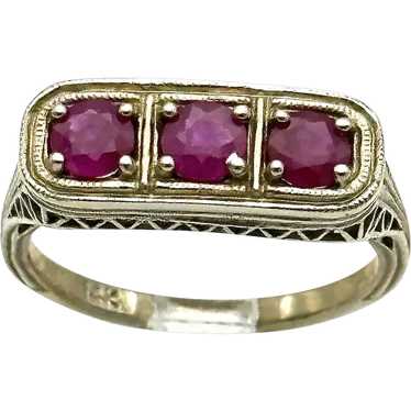 Ladies 14kt Art Deco filigree ruby ring. - image 1