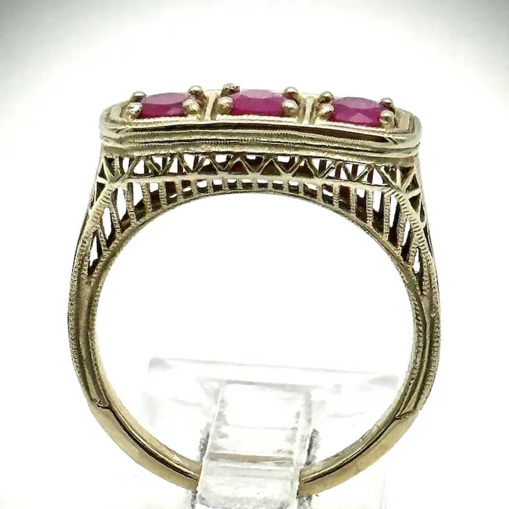 Ladies 14kt Art Deco filigree ruby ring. - image 4