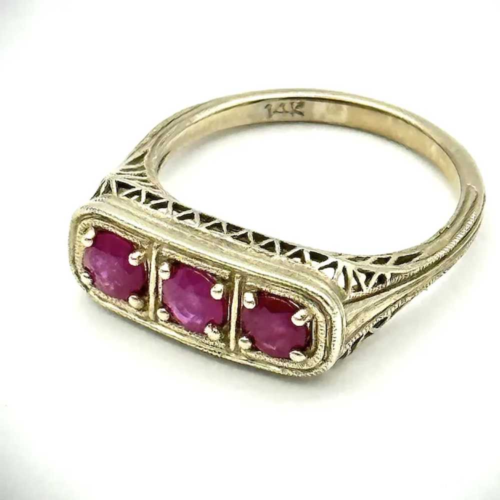 Ladies 14kt Art Deco filigree ruby ring. - image 5