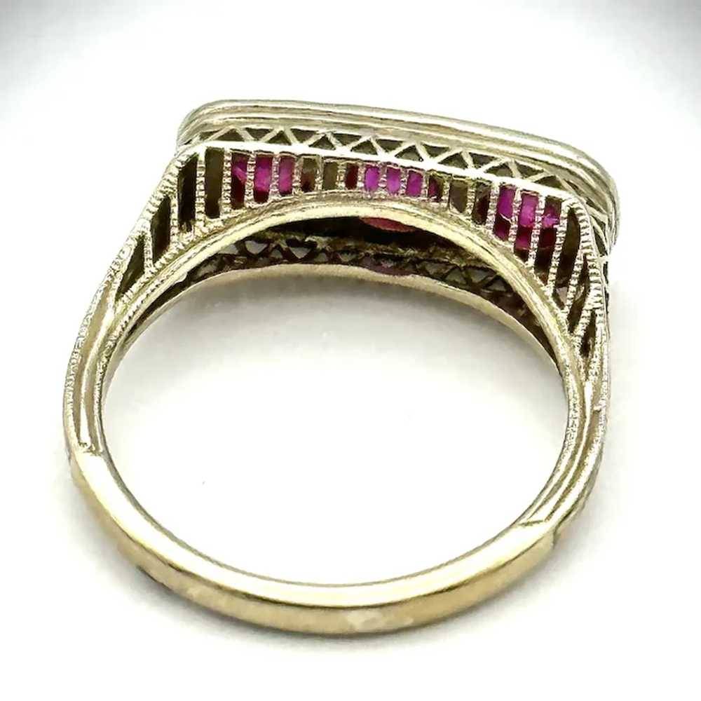 Ladies 14kt Art Deco filigree ruby ring. - image 6