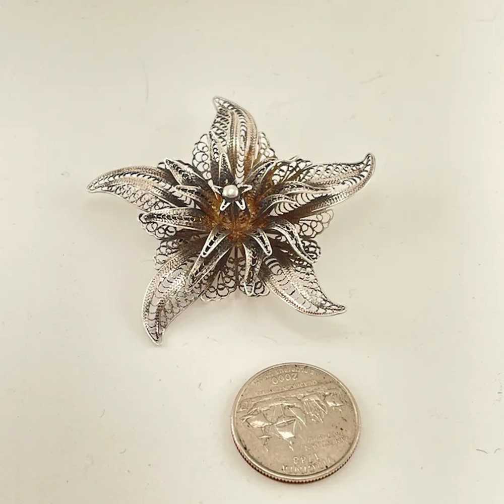 Large 800 Spun Silver Flower Brooch 1930’s - image 3