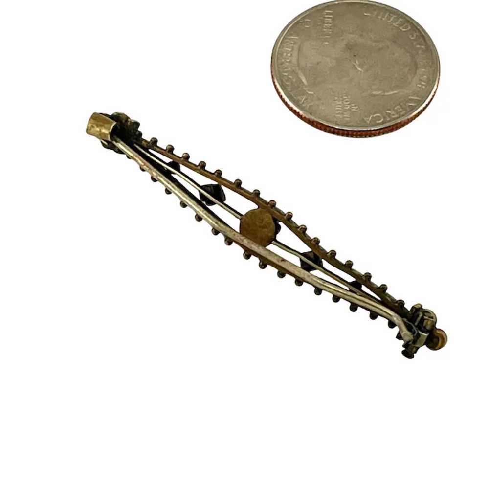 Edwardian Bar Pin with 5 Prong Set Rhinestone - image 2