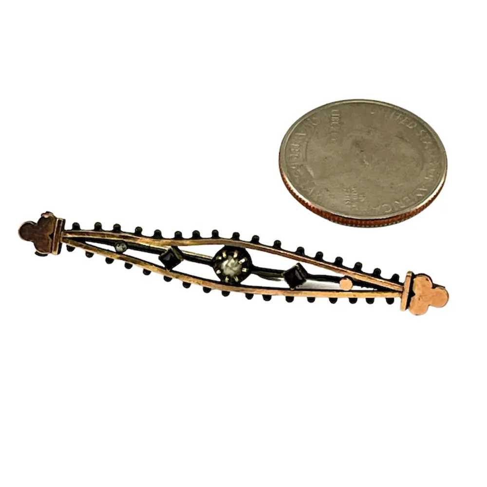 Edwardian Bar Pin with 5 Prong Set Rhinestone - image 3