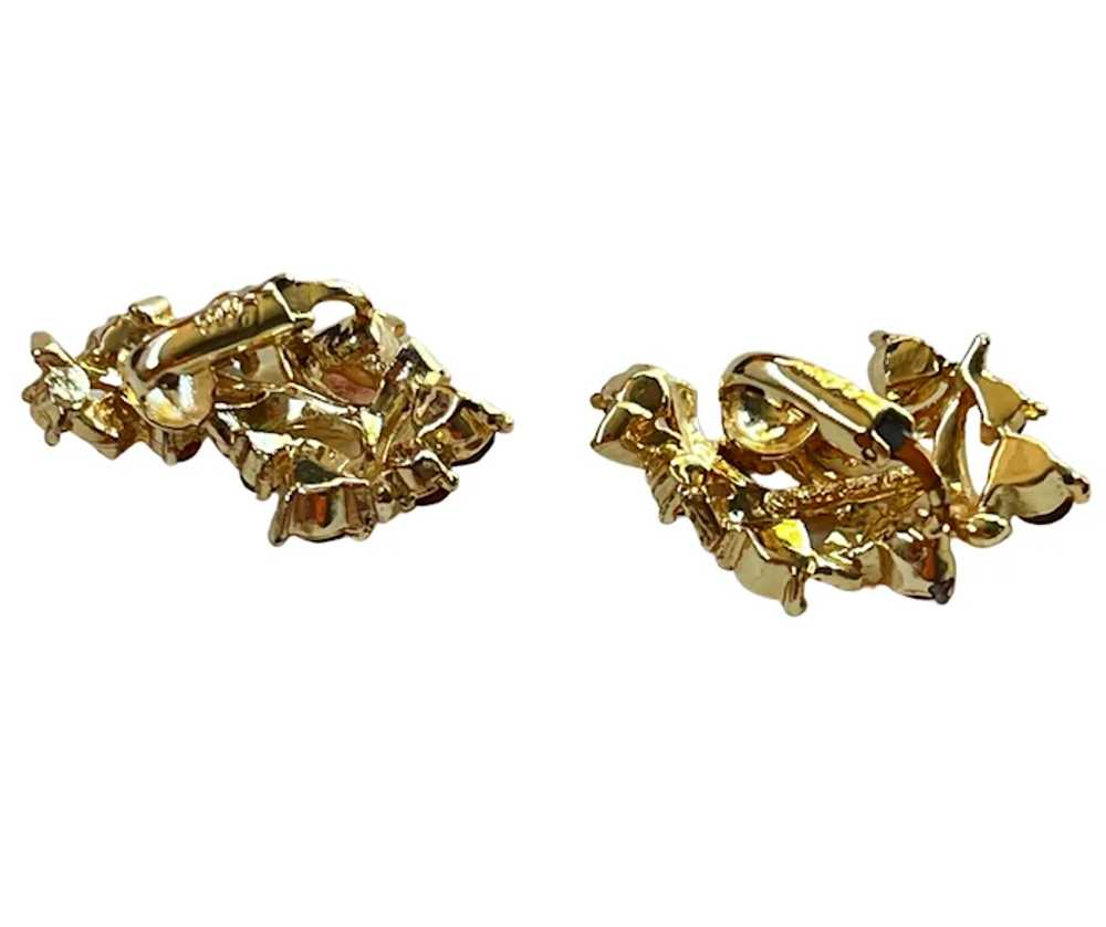 Coro Clip Back Earrings in Gold Tone with Multi-C… - image 4