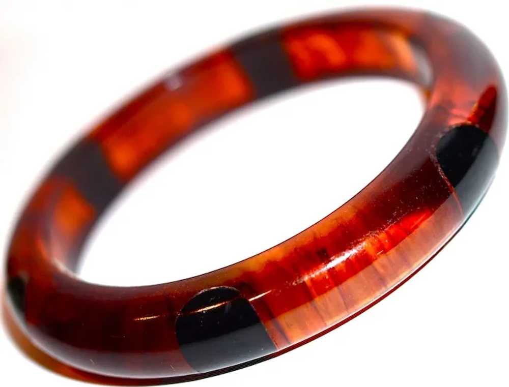 Rare 1930s Bakelite Dot Bangle - Root Beer with L… - image 2