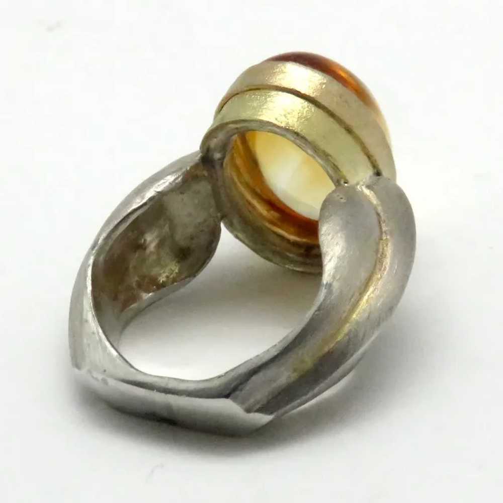 Citrine Cabochon 18K Gold and Sterling Silver Ring - image 5