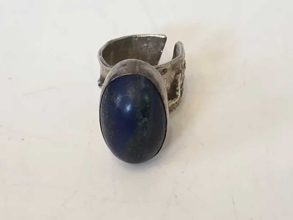 Silver Ring with Dark Blue Opaque Oval Stone by J… - image 2