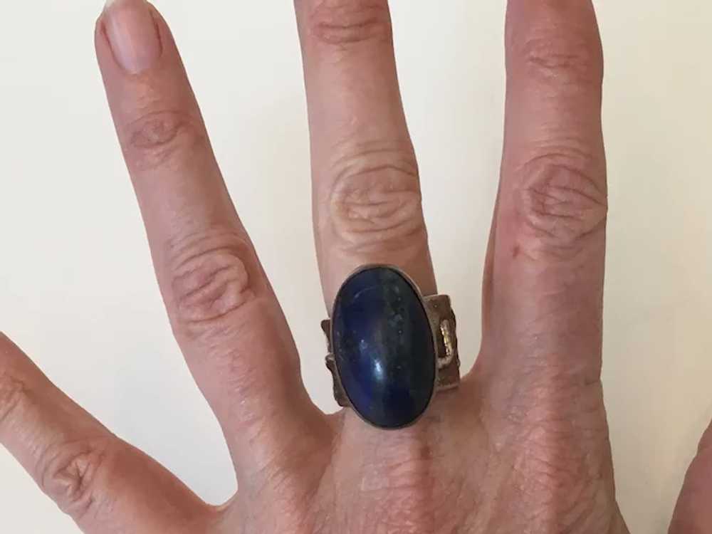 Silver Ring with Dark Blue Opaque Oval Stone by J… - image 3