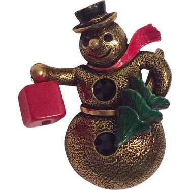 Hollycraft Snow Man Pin - image 1