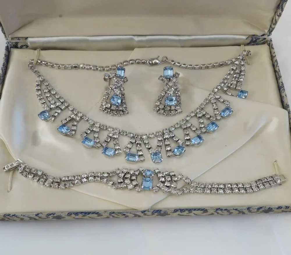 Vintage L'Amour Necklace, Bracelet, & Earrings bl… - image 2