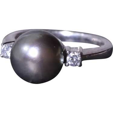 Tahitian Black Pearl Engagement Ring