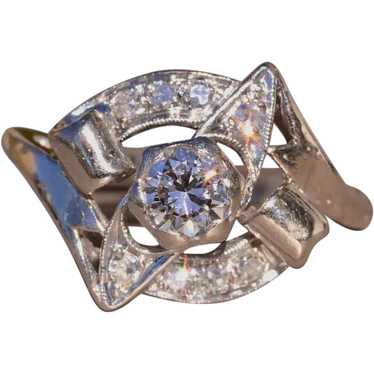 Retro Era White Gold and Diamond Ring