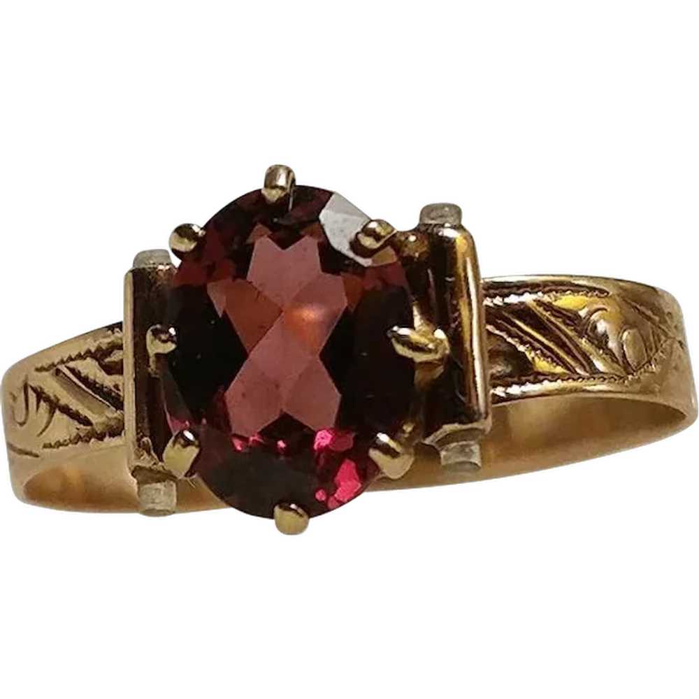 Victorian Rose Gold Garnet Ladies Ring Napoleon &… - image 1