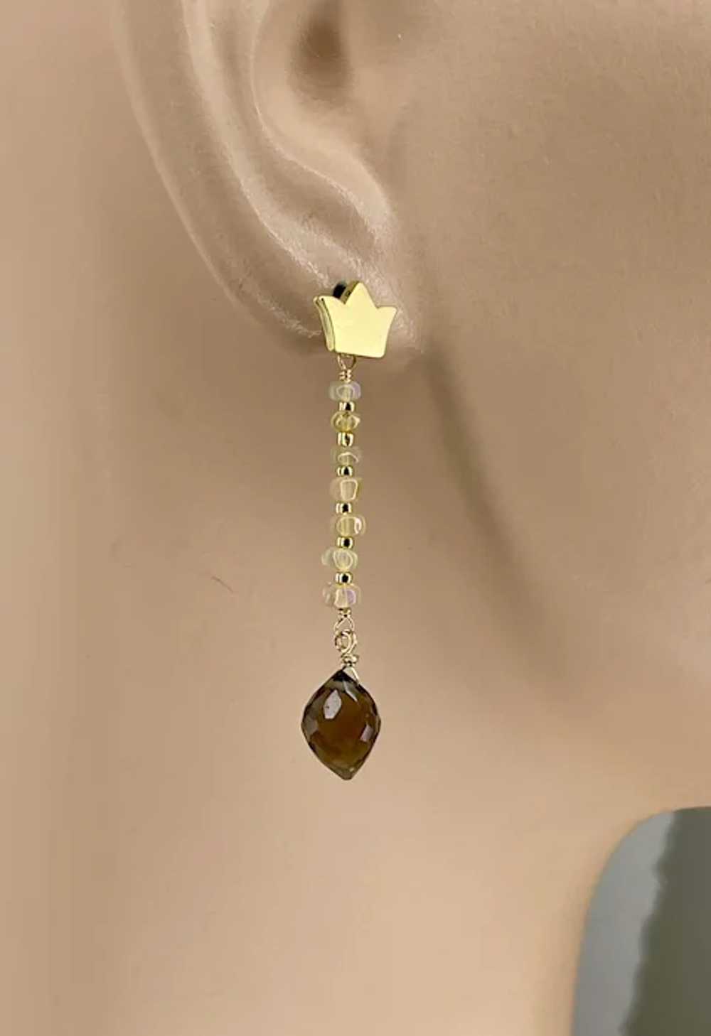 Opal and chocolate Smoky Quartz 14K Gold-filled M… - image 5