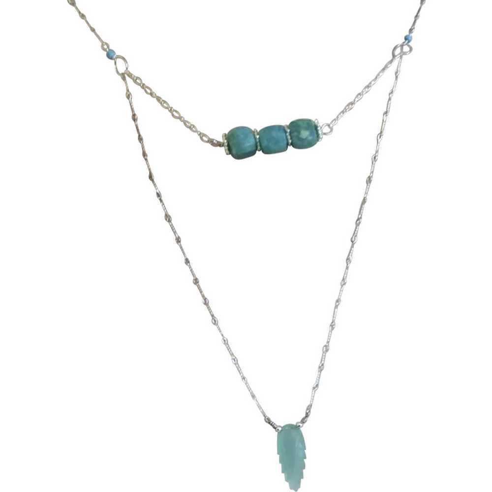 Amazonite layering necklace Silver Amazonite neck… - image 1