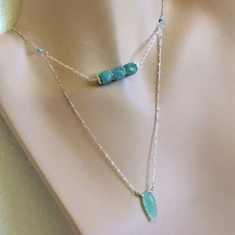 Amazonite layering necklace Silver Amazonite neck… - image 2