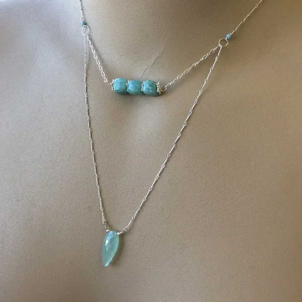 Amazonite layering necklace Silver Amazonite neck… - image 3