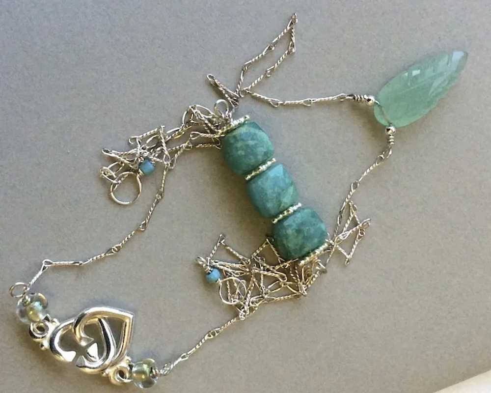 Amazonite layering necklace Silver Amazonite neck… - image 5