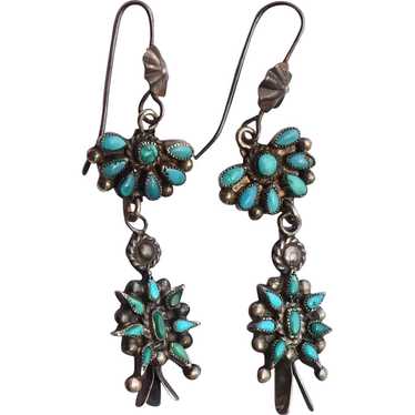 Vintage Zuni Turquoise Squash Blossom Earrings