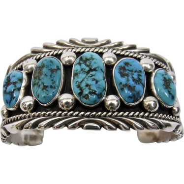 Sterling Silver Large Cuff Bracelet Turquoise Nati