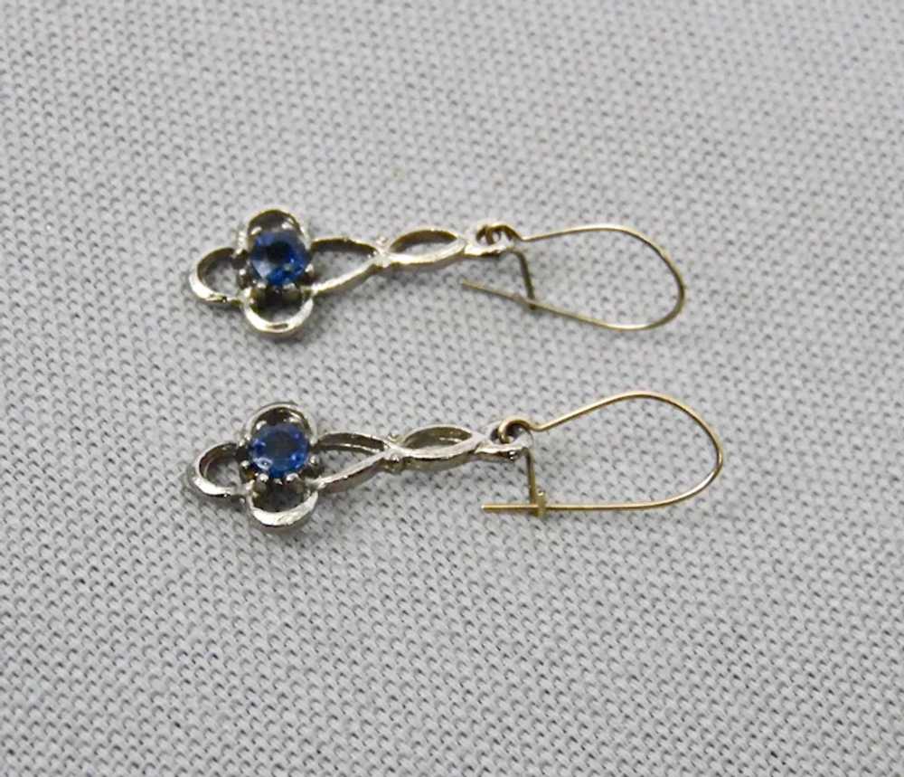 Faux Blue Sapphire Pierced Earrings Sterling Silv… - image 5