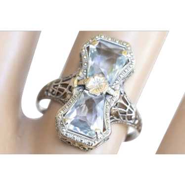 14K Art Deco Aquamarine Ring