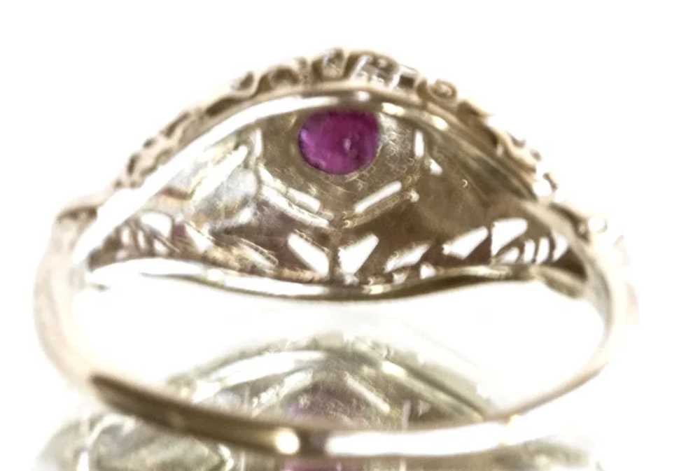 18K Art Deco Filigree Ruby Ring - image 3