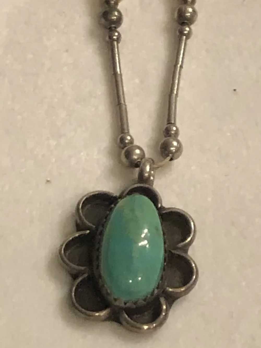 Native American Liquid Silver and Turquoise Neckl… - image 6
