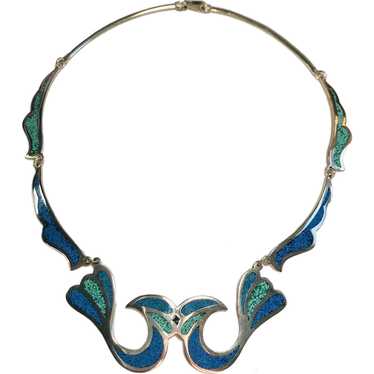 Sterling Silver Lapis and Turquoise Necklace