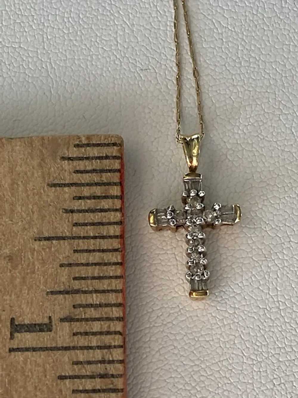 10K Yellow Gold Diamond Cross Necklace - image 6