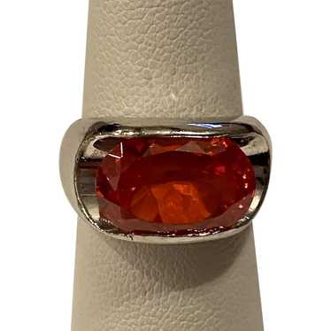 925 Orange Lab Created Orange Stone Ring