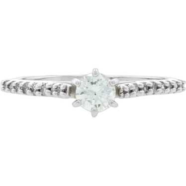 White Gold Diamond Engagement Ring - 10k Round Bri