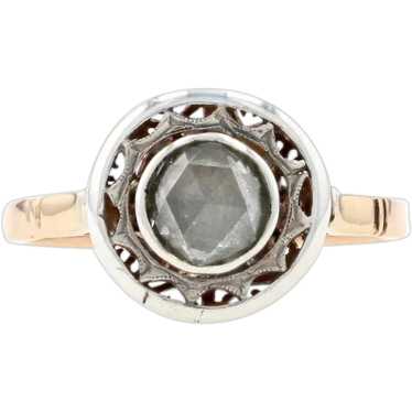Georgian Era Diamond Solitaire Ring - 14k Gold & S