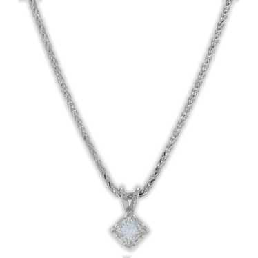 White Gold Diamond Solitaire Pendant Necklace 15 3
