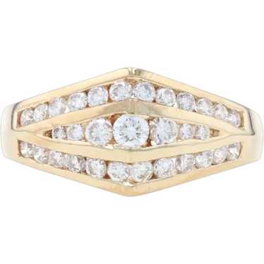 Yellow Gold Diamond Cluster Ring - 14k Round Bril… - image 1