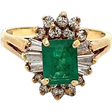1 Carat Natural Emerald and Baguette Diamond Ring… - image 1