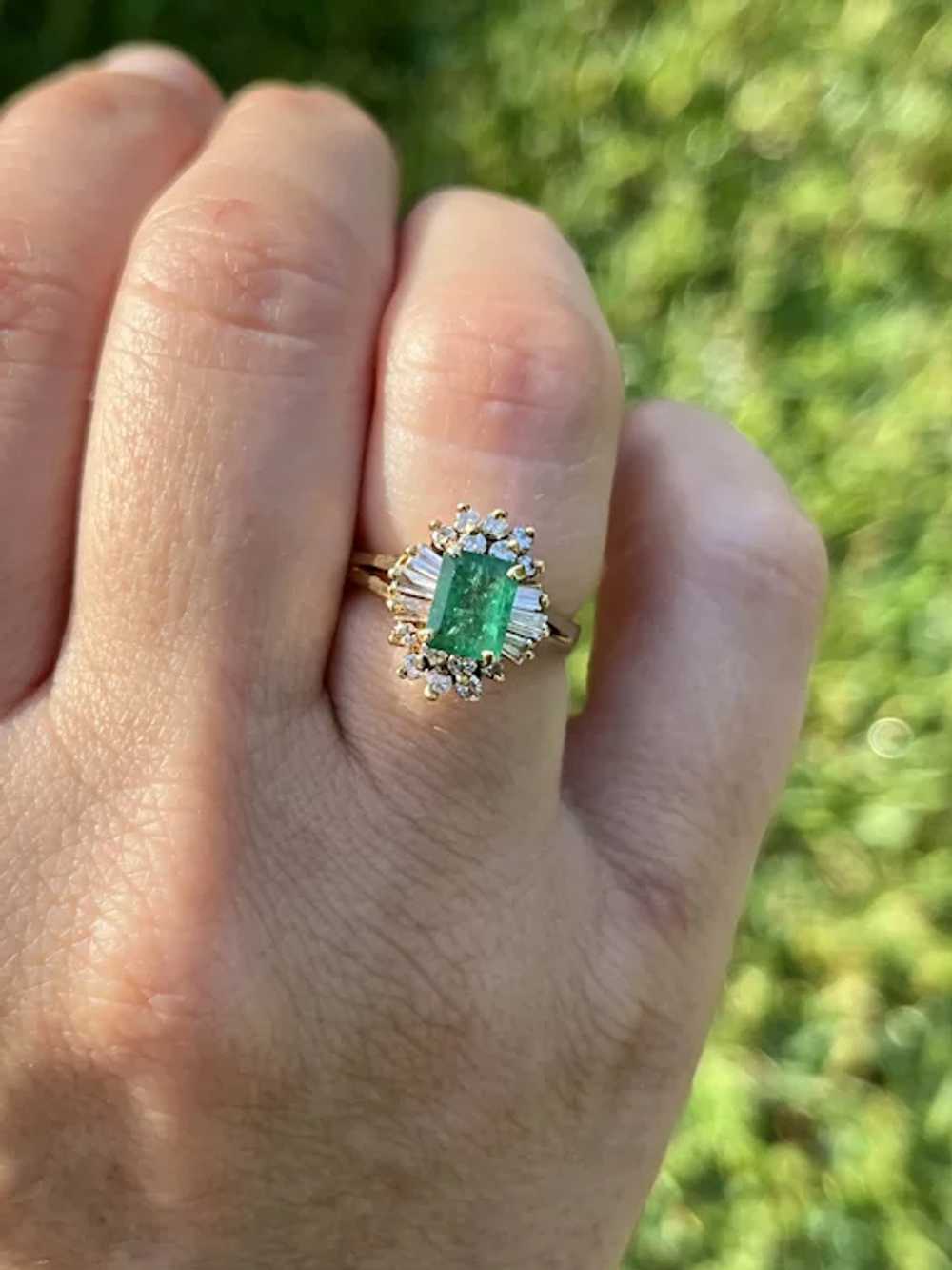 1 Carat Natural Emerald and Baguette Diamond Ring… - image 2